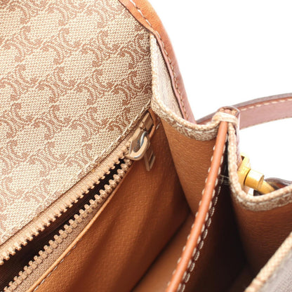 Celine Shoulder Bag Macadam Beige Canvas Leather Triomphe — view 8