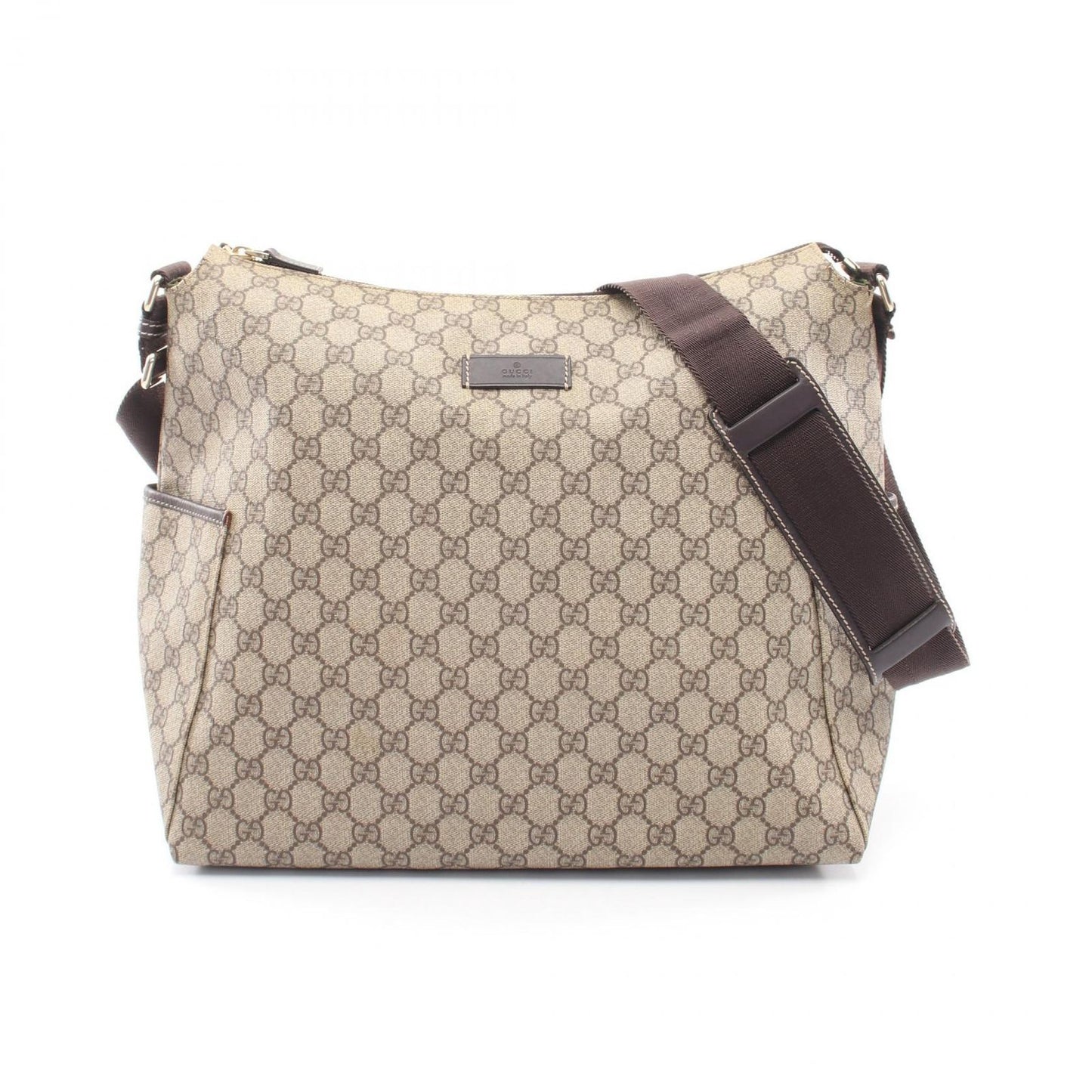 Gucci Shoulder Bag GG Supreme Beige Canvas Leather
