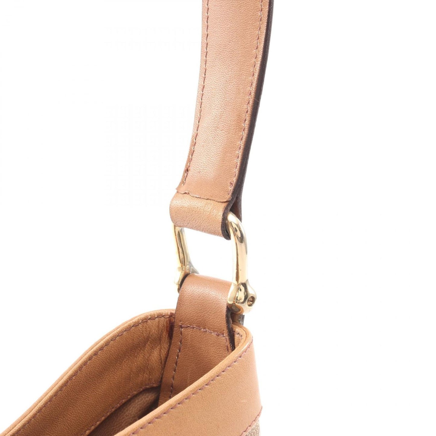 Celine Shoulder Bag Triomphe Beige Brown Canvas Leather Macadam — view 6
