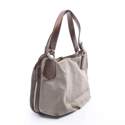 Celine Tote Carriage Pattern Beige Canvas Leather Handbag — view 2
