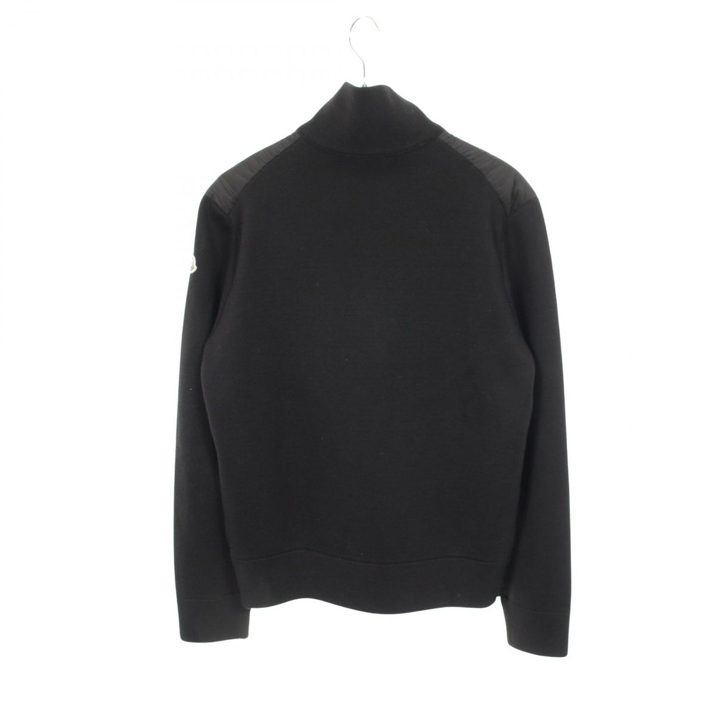 Moncler Down Jacket Cardigan Knit Contrast Black Nylon Wool — view 2