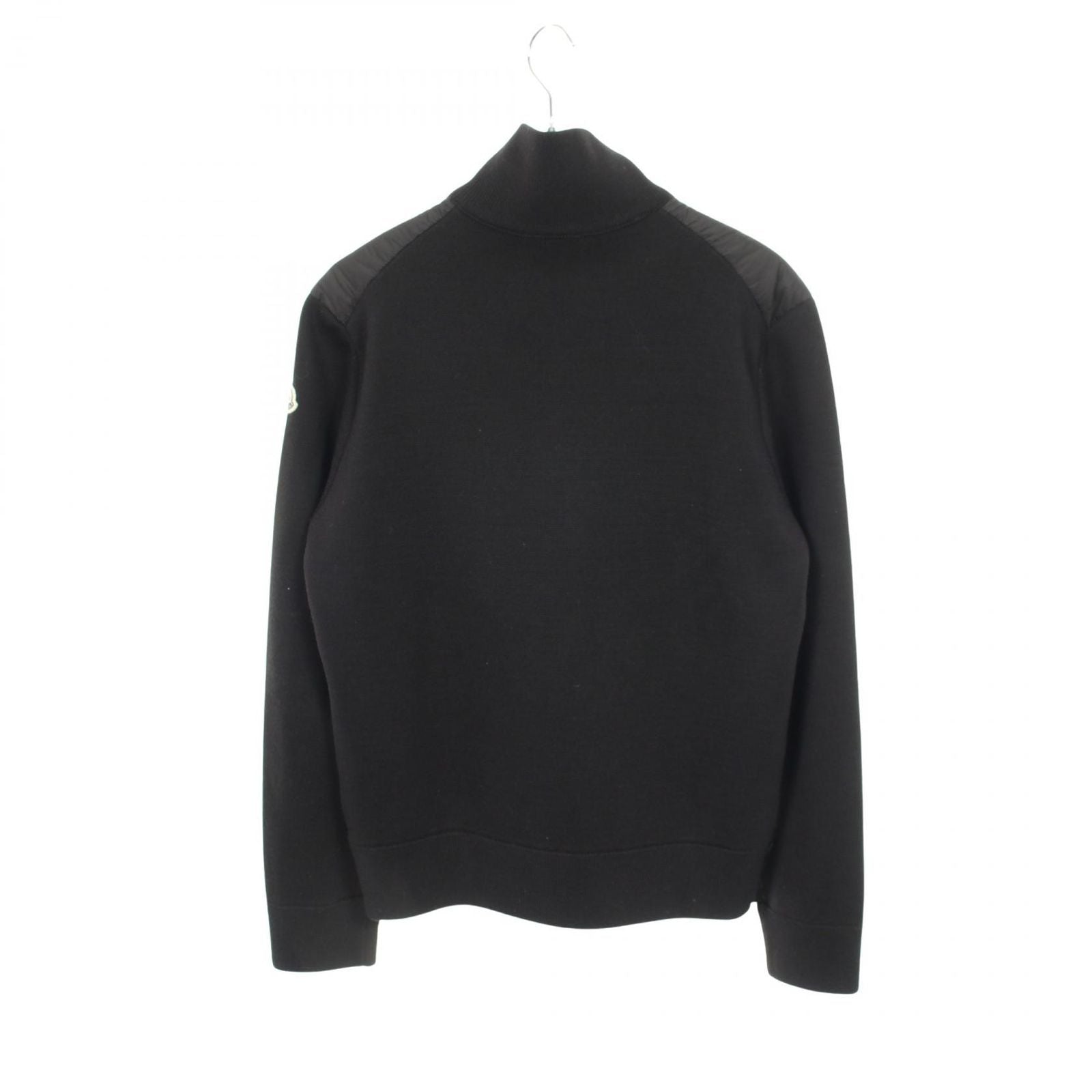 Moncler Down Jacket Cardigan Knit Contrast Black Nylon Wool — view 2