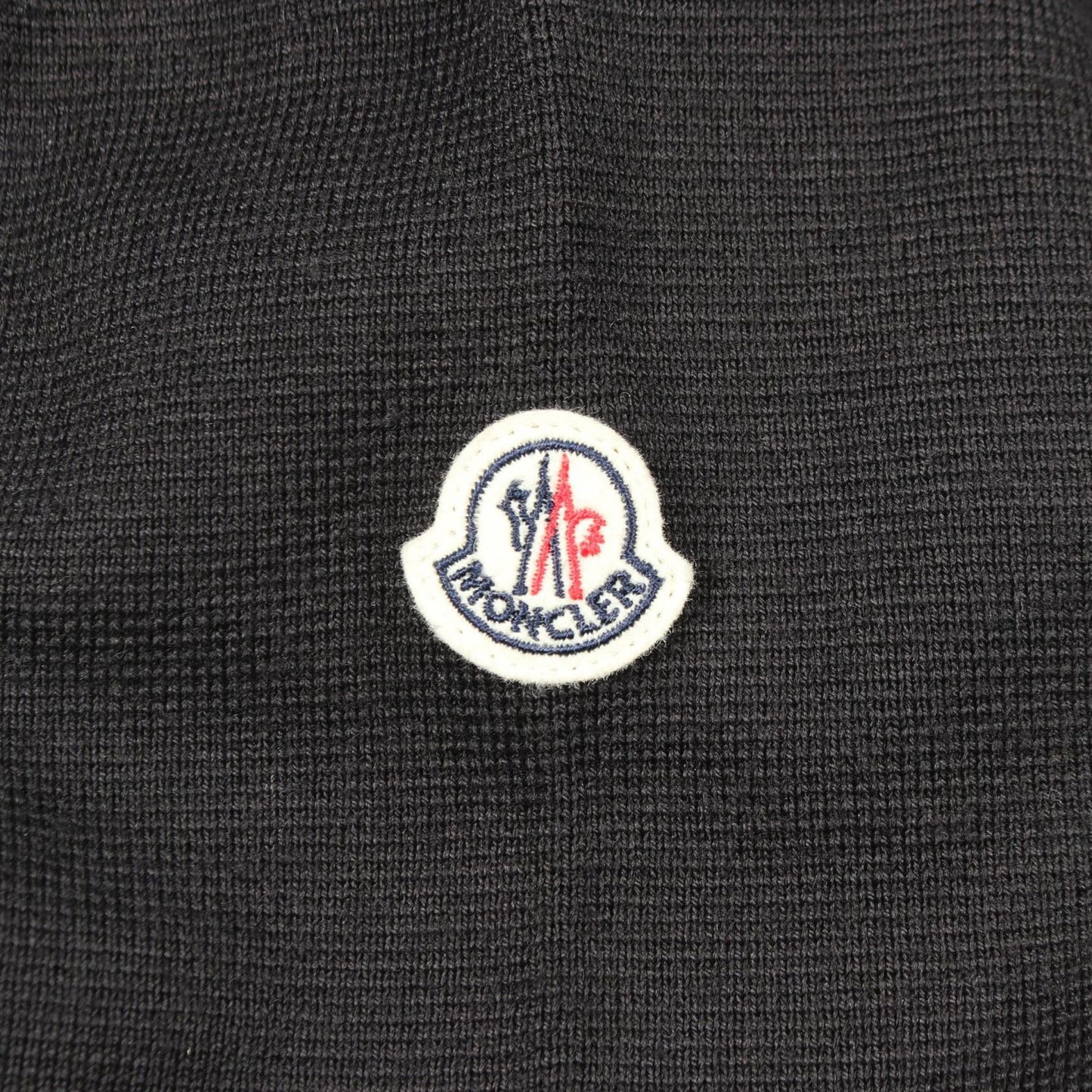 Moncler Down Jacket Cardigan Knit Contrast Black Nylon Wool — view 6