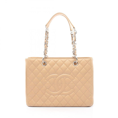 Chanel Tote Quilted Grand Shopping GST Beige Caviar Leather Chain