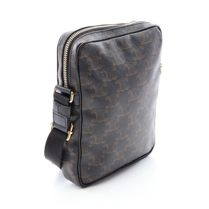 Celine Shoulder Bag Triomphe Brown Black Canvas Leather Vertical — view 2