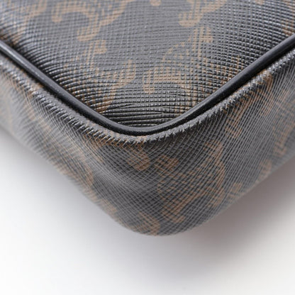 Celine Shoulder Bag Triomphe Brown Black Canvas Leather Vertical — view 5