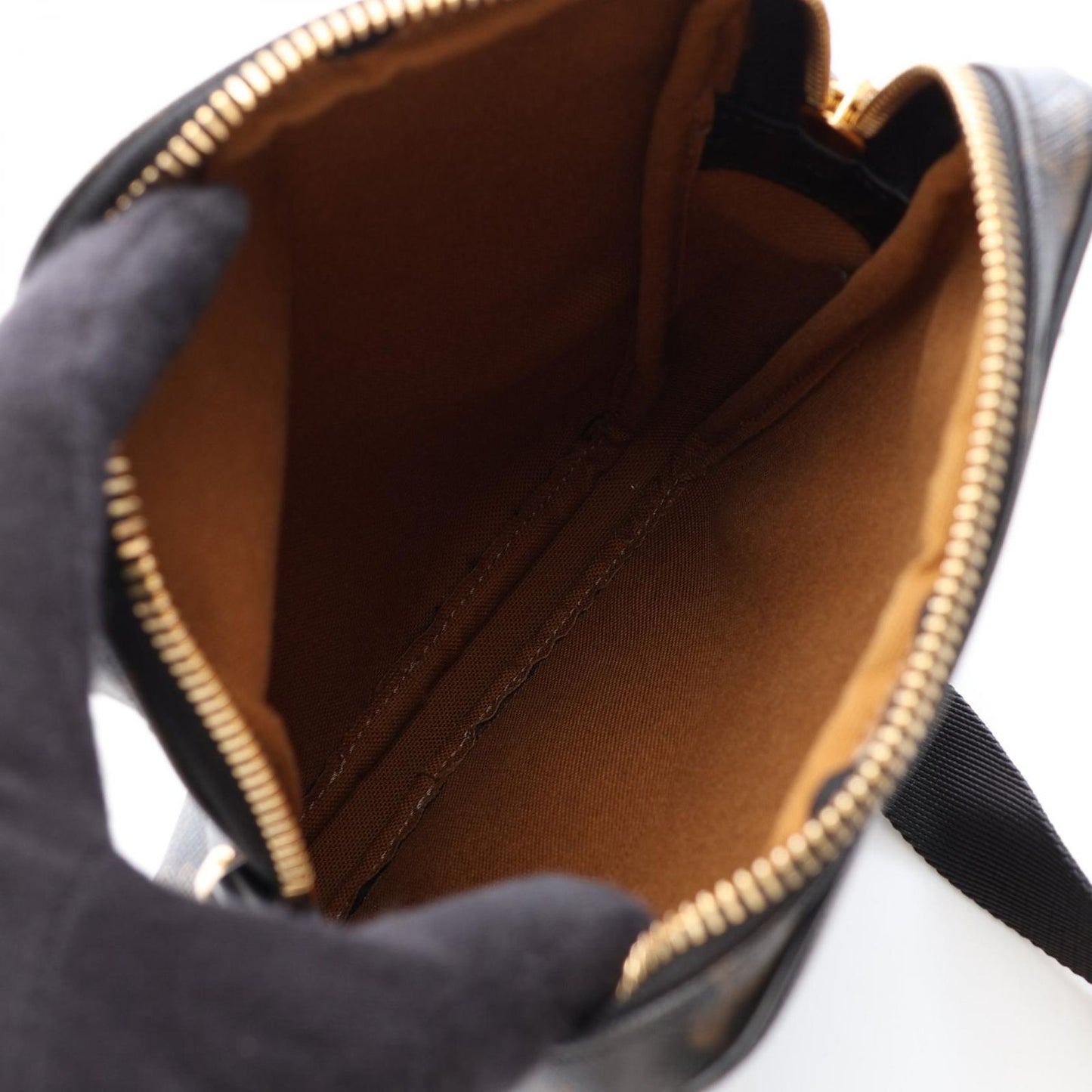 Celine Shoulder Bag Triomphe Brown Black Canvas Leather Vertical — view 3