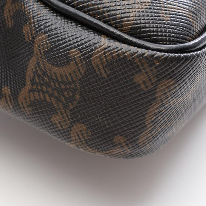 Celine Shoulder Bag Triomphe Brown Black Canvas Leather Vertical — view 7