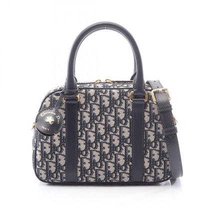Dior D-vibe Bow Sling Bag Oblique 2-Way Navy Canvas Leather