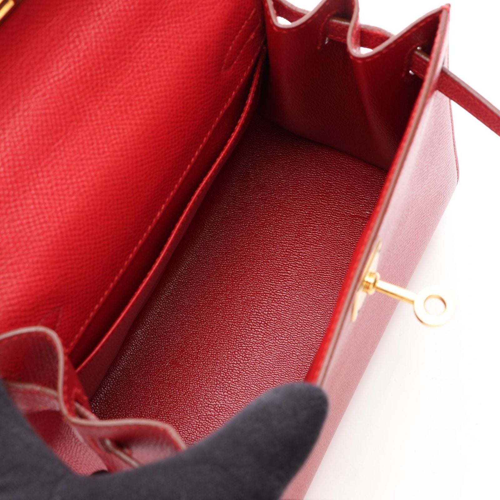 Hermes Handbag Mini Kelly Rouge Vif 2-Way — view 3