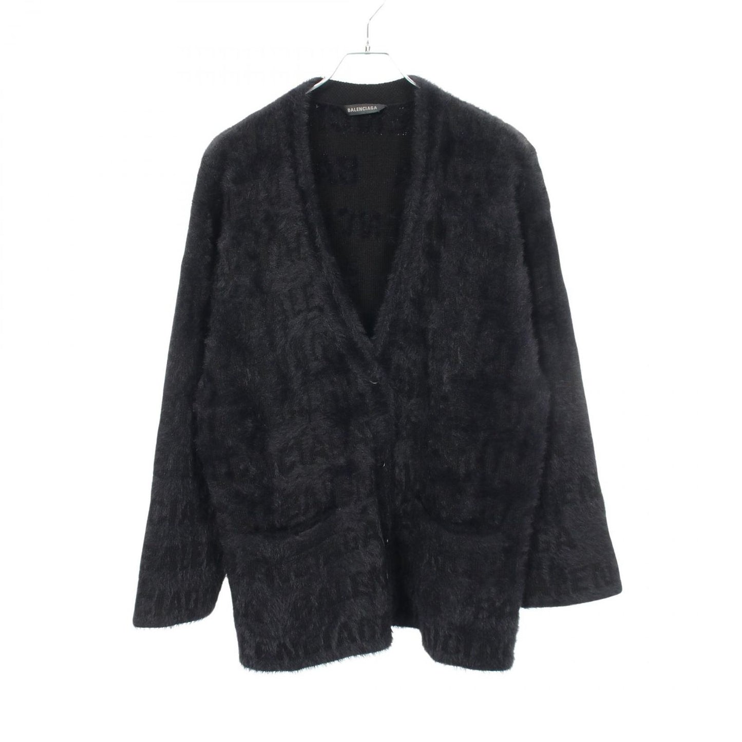 Balenciaga Cardigan Logo All Over Fur Wool