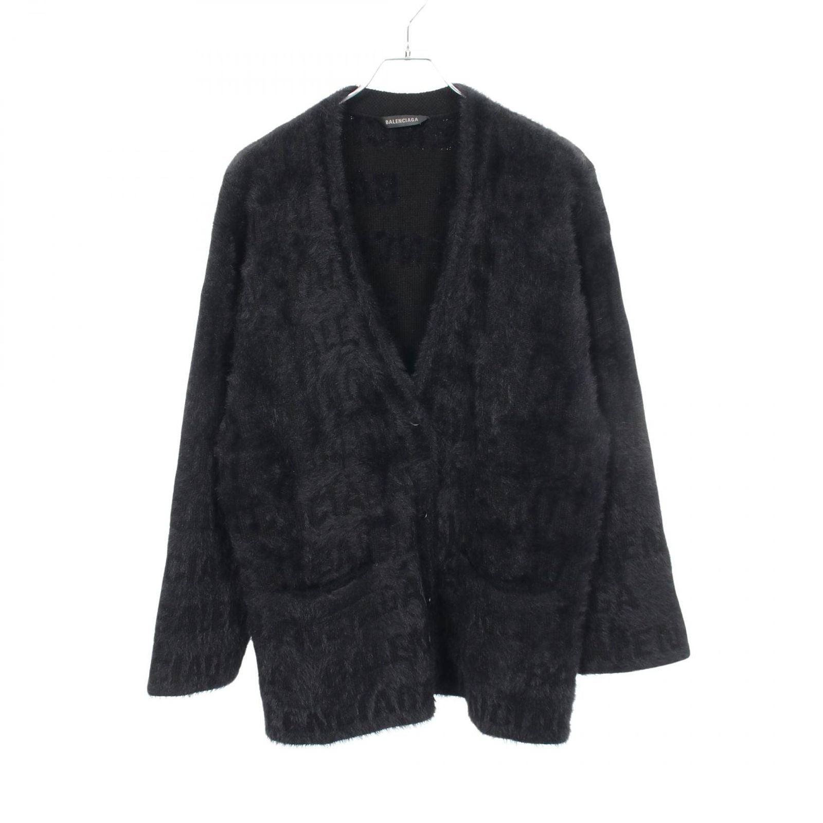 Balenciaga Cardigan Logo All Over Fur Wool