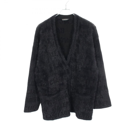 Balenciaga Cardigan Logo All Over Fur Wool