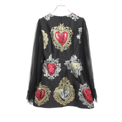 Dolce & Gabbana Dress Embroidery Sheath Contrast Silk — view 2