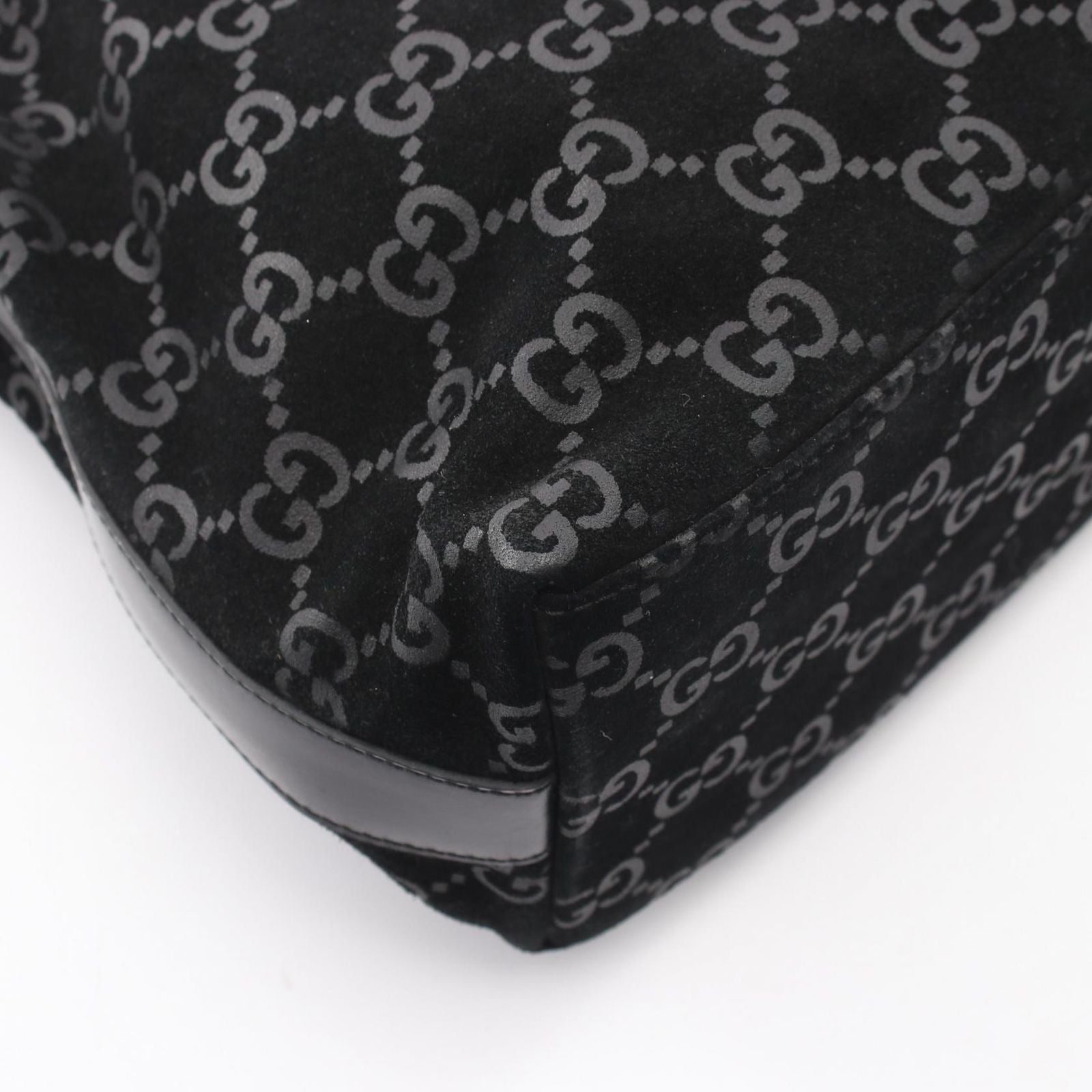 Gucci Shoulder Bag GG Pattern 000 Black Suede Leather — view 6