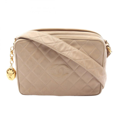 Chanel Shoulder Bag CC Logo Diamond Stitch Beige Lambskin Quilted