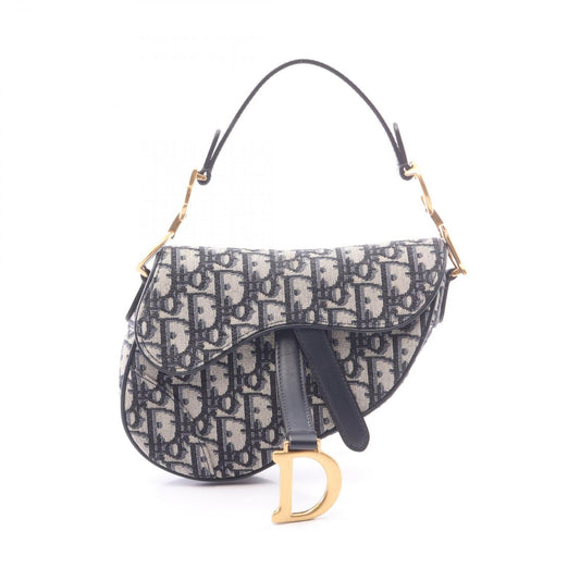 Dior Saddle Bag Mini Oblique Jacquard Ivory Navy Canvas Leather