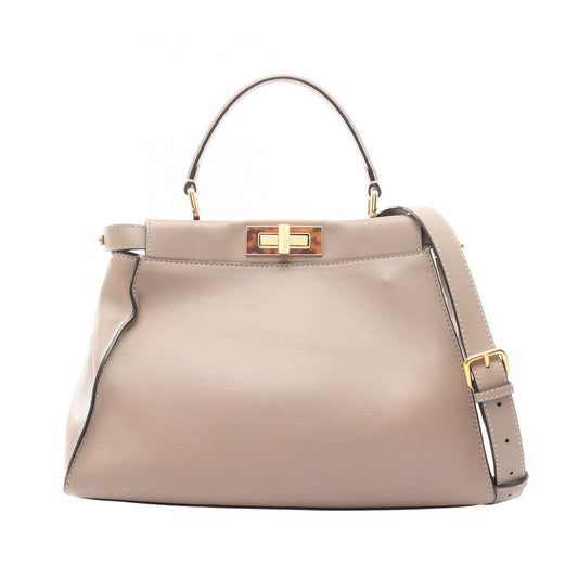 Fendi Handbag Peekaboo 2-Way Gray Leather Regular