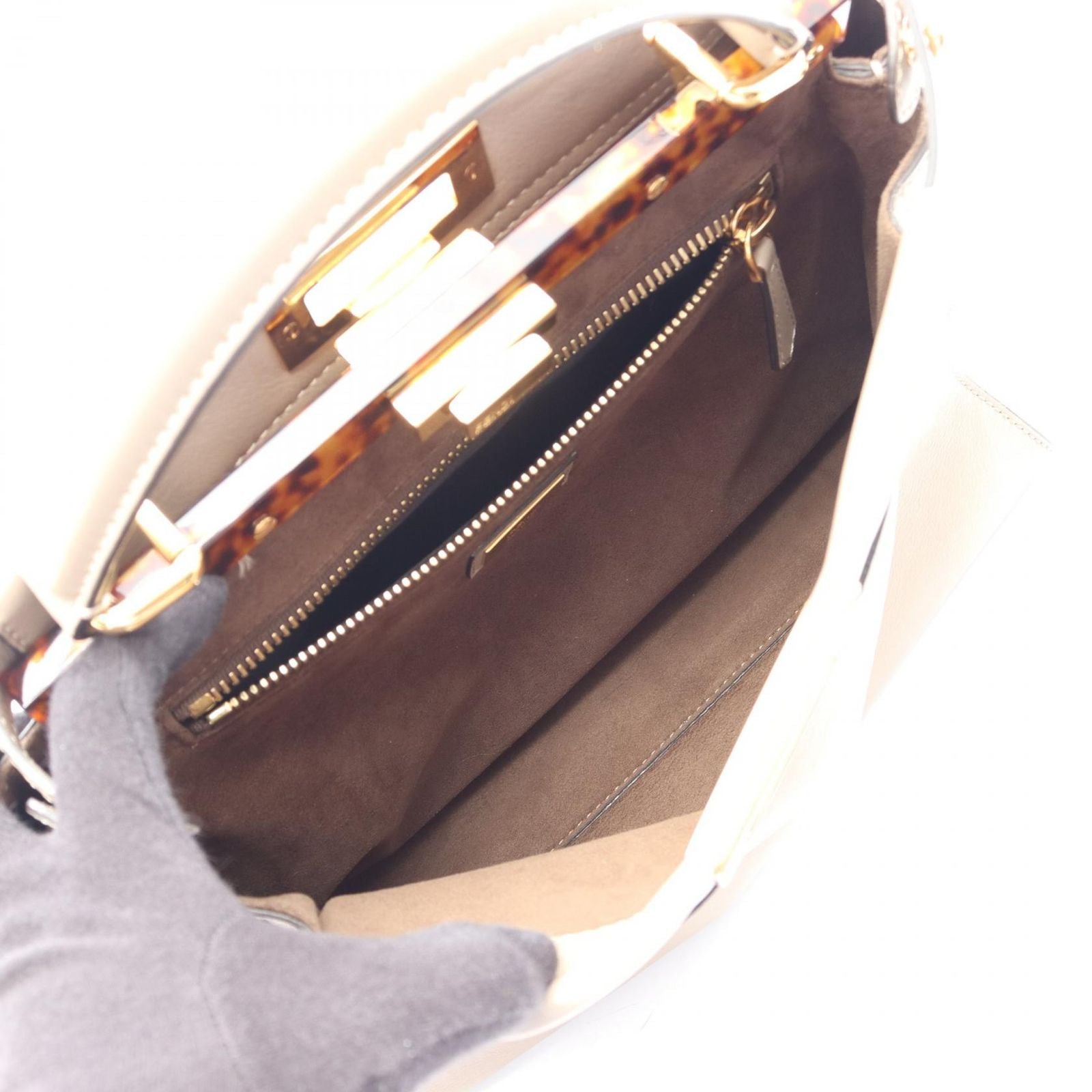 Fendi Handbag Peekaboo 2-Way Gray Leather Regular — view 3