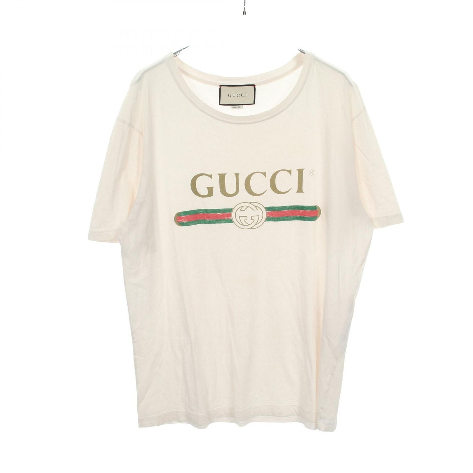 Gucci Top Logo Washed Distressed Cotton T-Shirt