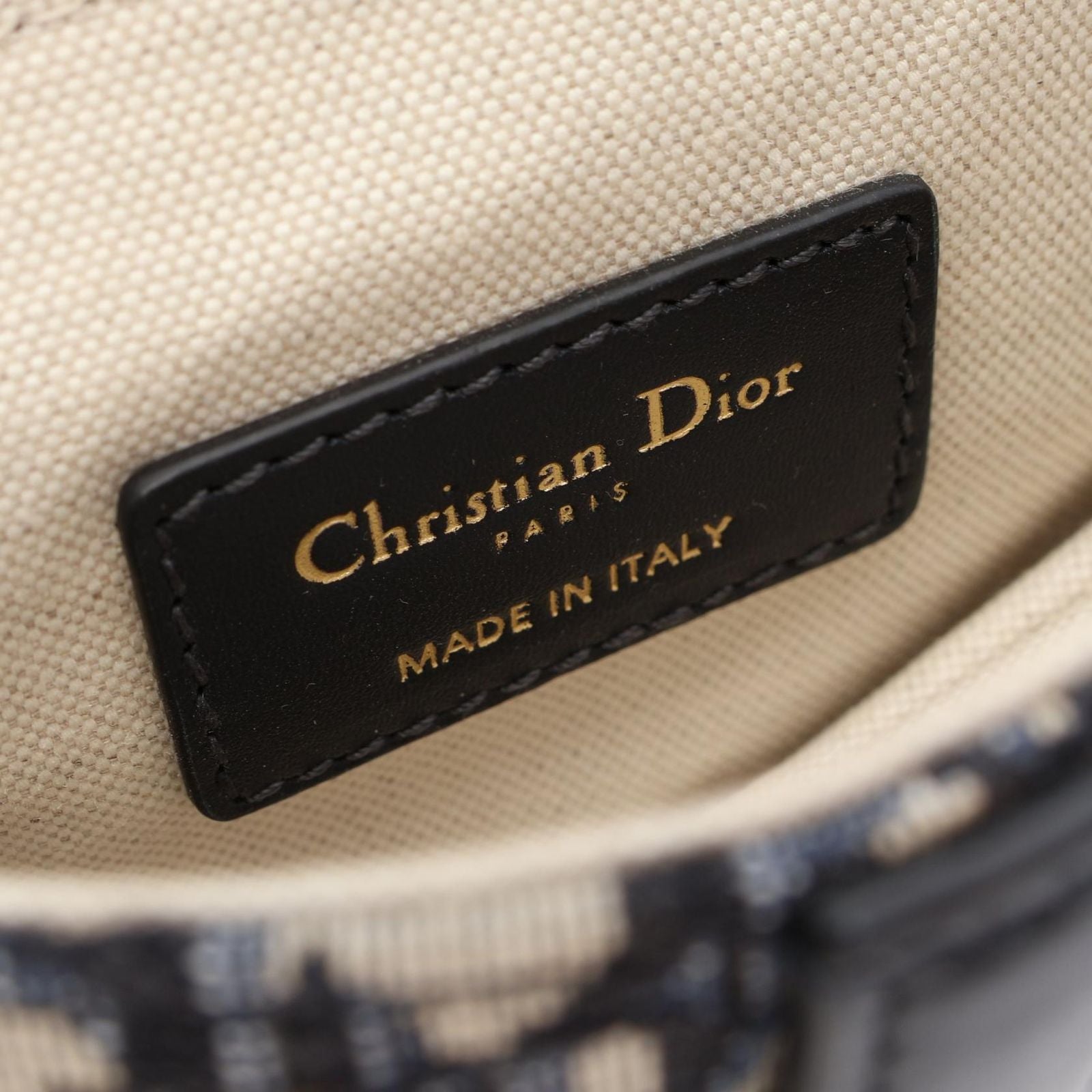 Dior Saddle Bag Mini Oblique Jacquard 2-Way Ivory Navy Canvas Leather — view 4
