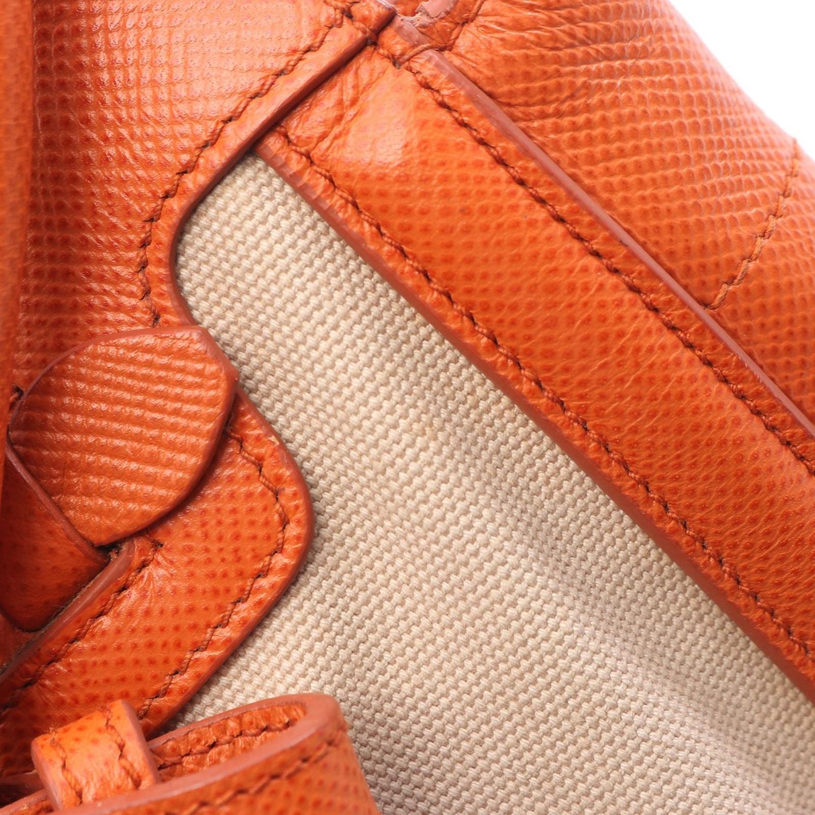Prada Tote Beige Orange Canvas Saffiano Leather — view 9