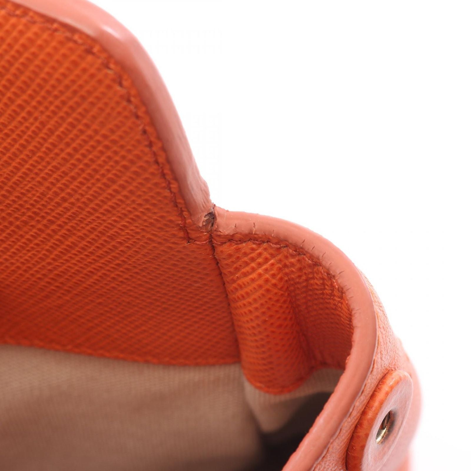 Prada Tote Beige Orange Canvas Saffiano Leather — view 8
