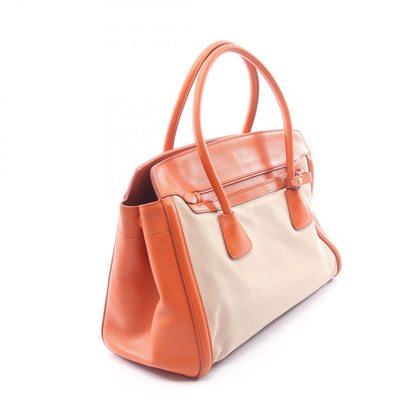 Prada Tote Beige Orange Canvas Saffiano Leather — view 2