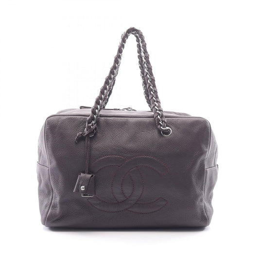 Chanel Line Dark Brown Leather CC Logo Boston