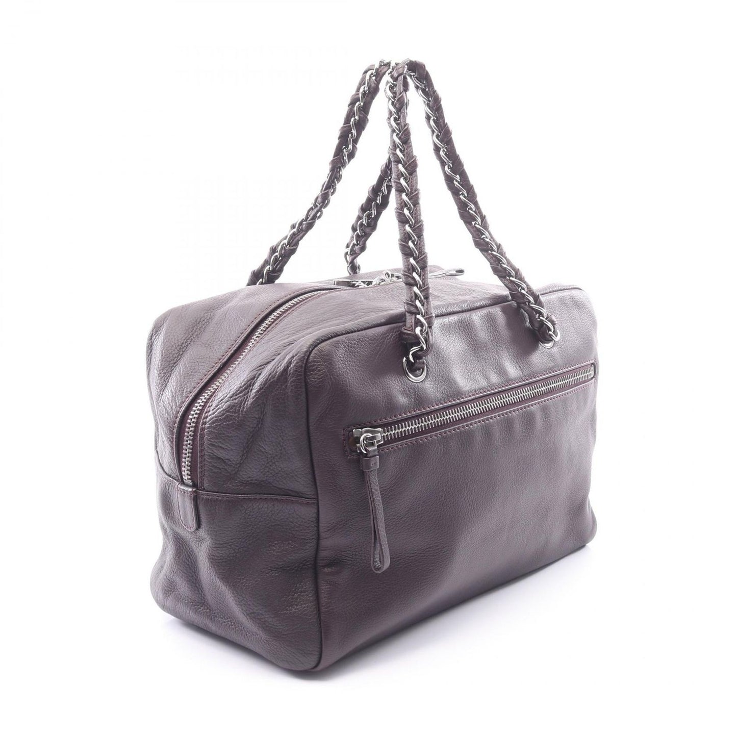 Chanel Line Dark Brown Leather CC Logo Boston — view 2