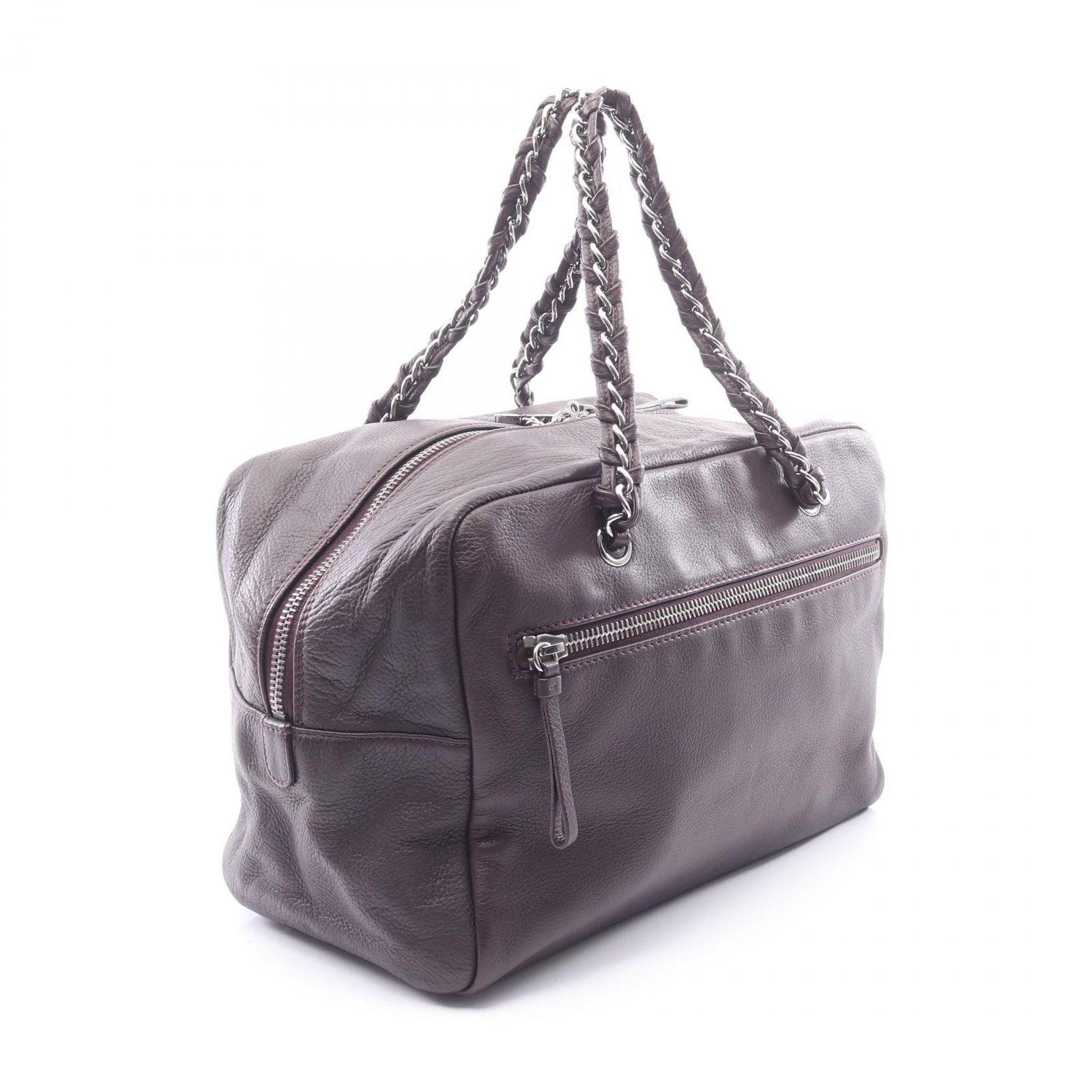 Chanel Line Dark Brown Leather CC Logo Boston — view 2