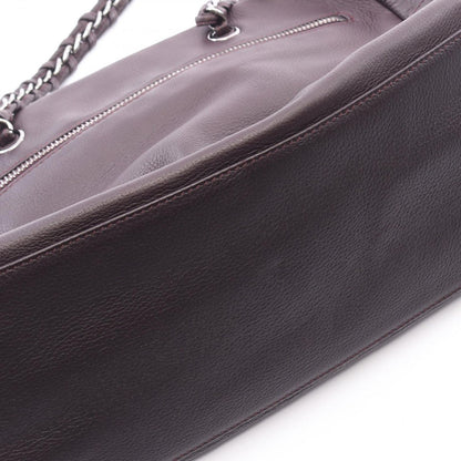 Chanel Line Dark Brown Leather CC Logo Boston — view 9