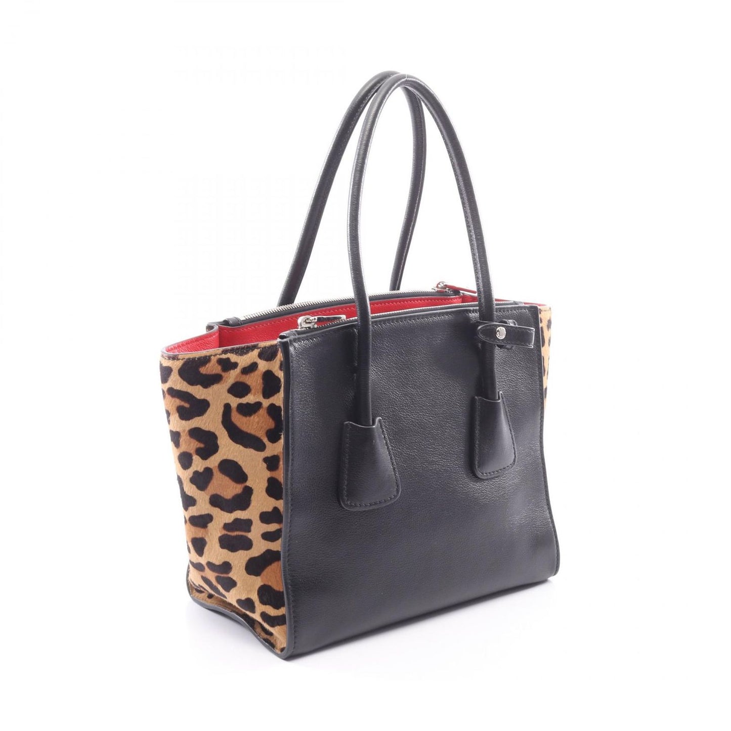 Prada Handbag Galce Cavalin 2-Way Black Beige Leather — view 2