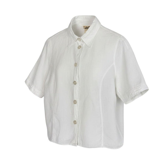 Hermes Short Sleeve Sheer Shirt Logo Button 40 White Linen