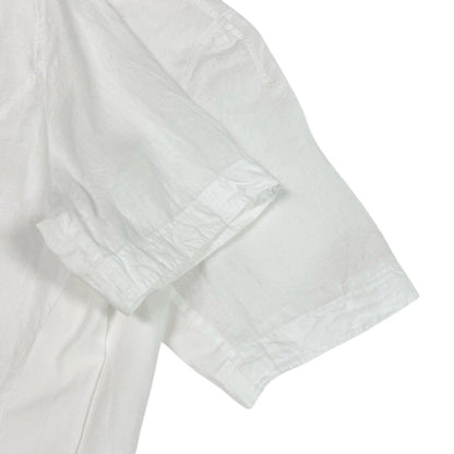 Hermes Short Sleeve Sheer Shirt Logo Button 40 White Linen — view 5