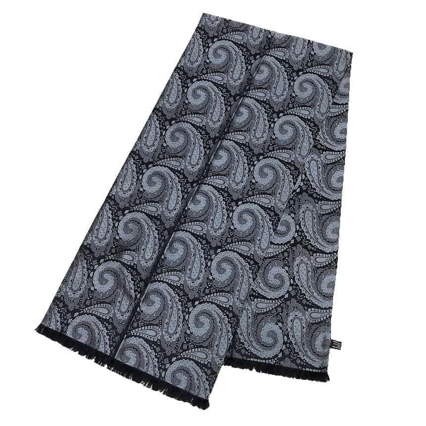 Gucci Silk Shawl Long Scarf Paisley Gray — view 2