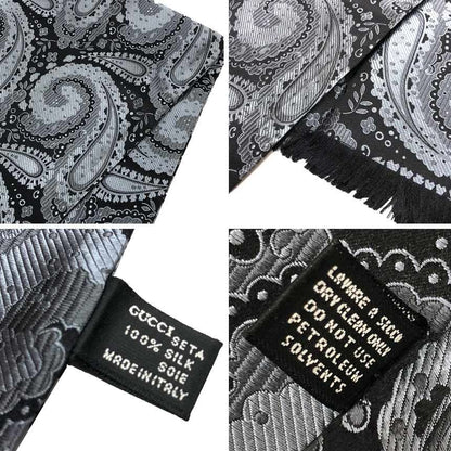 Gucci Silk Shawl Long Scarf Paisley Gray — view 3