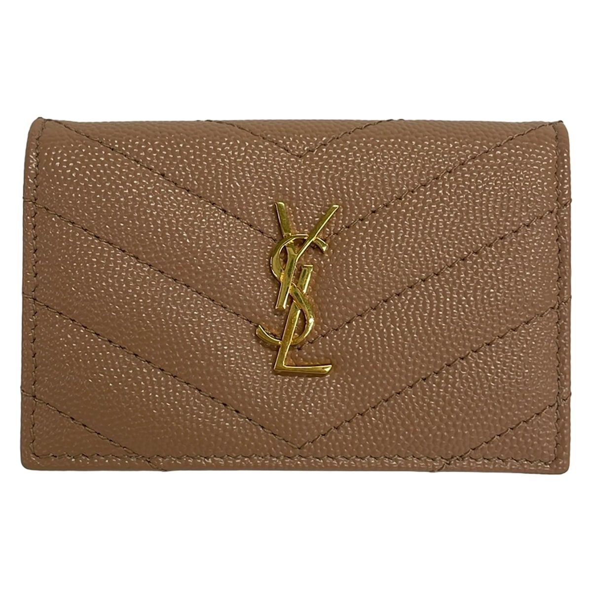Saint Laurent Paris Trifold Wallet Origami Tiny Beige Leather
