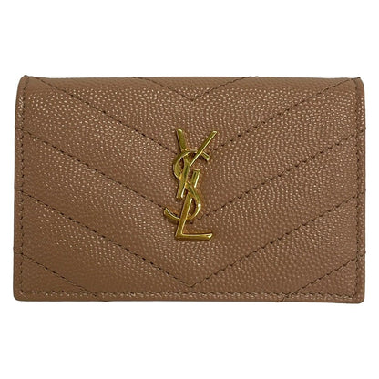 Saint Laurent Paris Trifold Wallet Origami Tiny Beige Leather