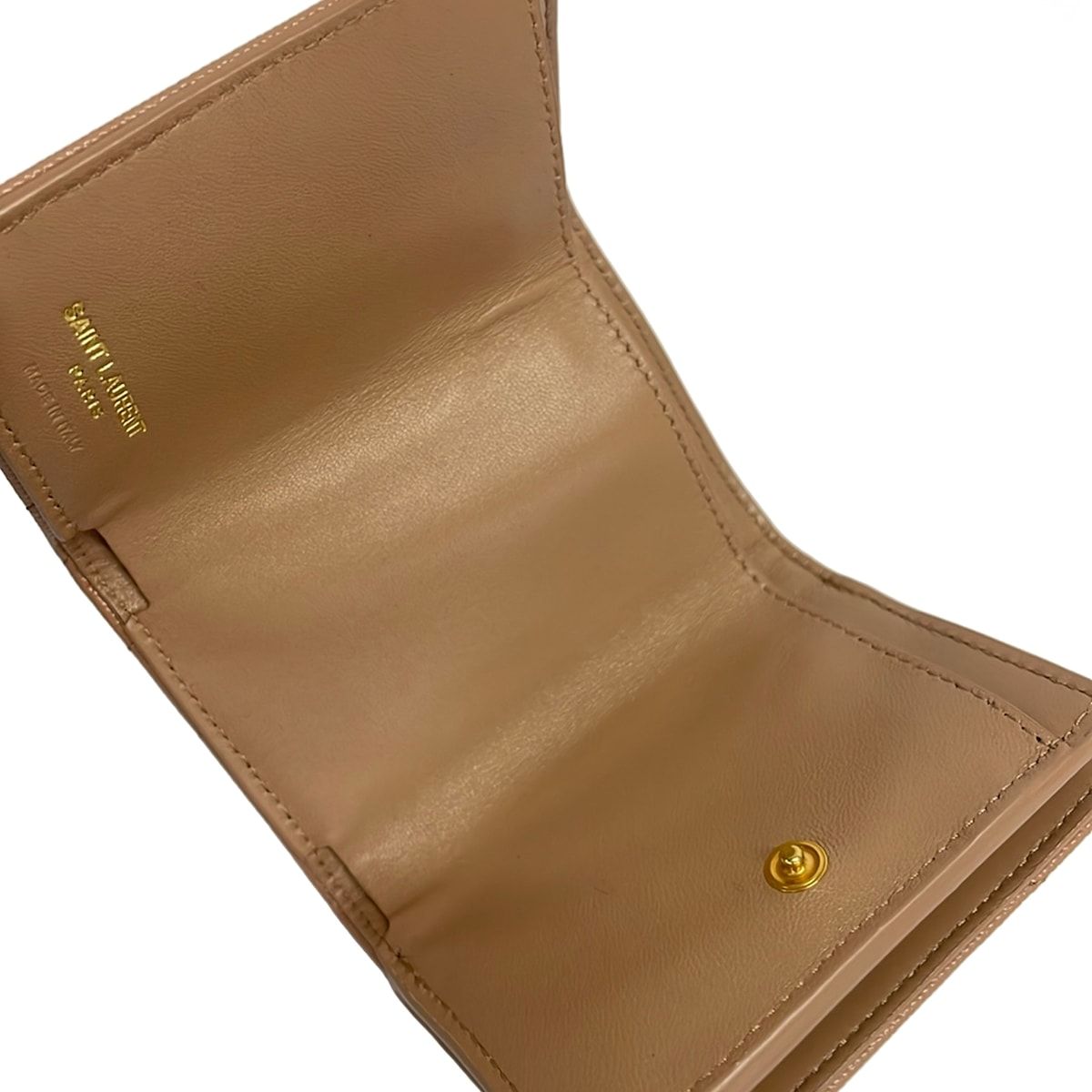 Saint Laurent Paris Trifold Wallet Origami Tiny Beige Leather — view 3