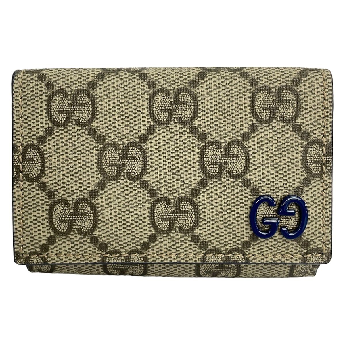 Gucci Trifold Wallet GG Plus Supreme Beige Dark Brown Navy