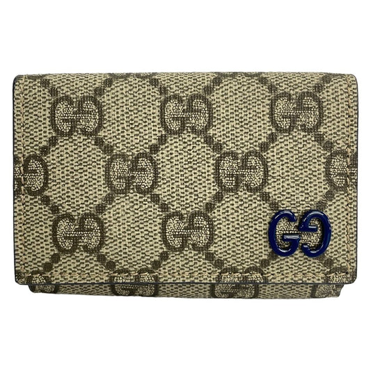 Gucci Trifold Wallet GG Plus Supreme Beige Dark Brown Navy