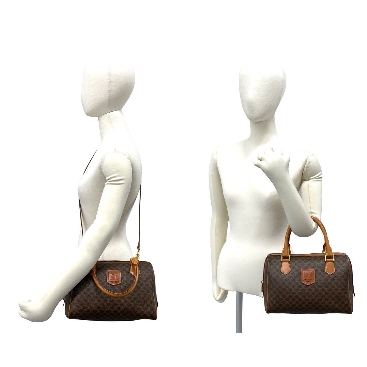 Celine Vintage Macadam Blason Triomphe Pattern Leather 2-Way Shoulder Bag Brown — view 2