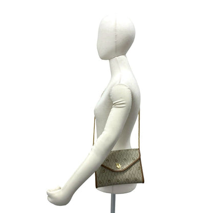 Dior Vintage Logo Honeycomb Pattern Leather Chain Mini Shoulder Bag Beige — view 2