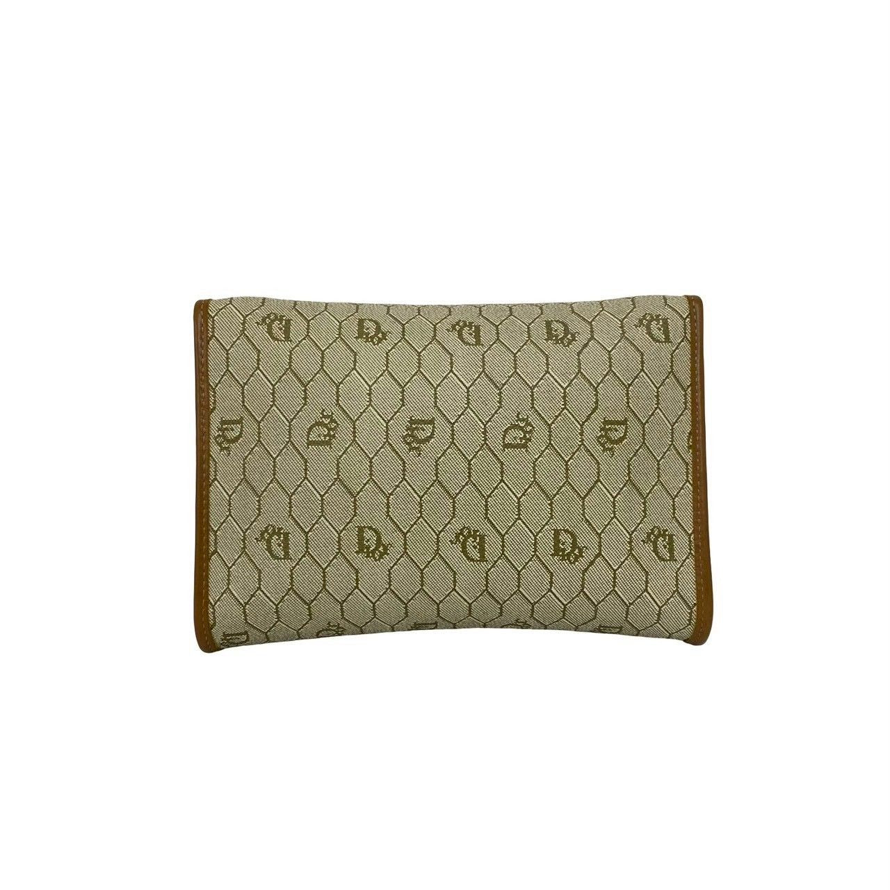 Dior Vintage Logo Honeycomb Pattern Leather Chain Mini Shoulder Bag Beige — view 3