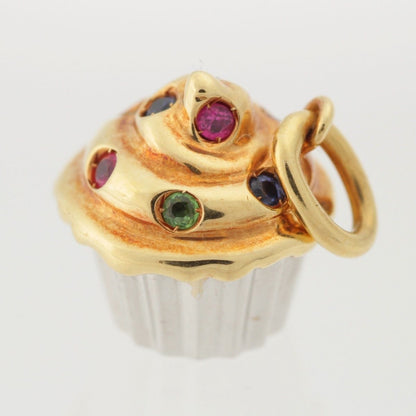 Tiffany & Co Ruby Saffiano Emerald Cup Cake Charm Pendant Yg Wg White Gold — view 2