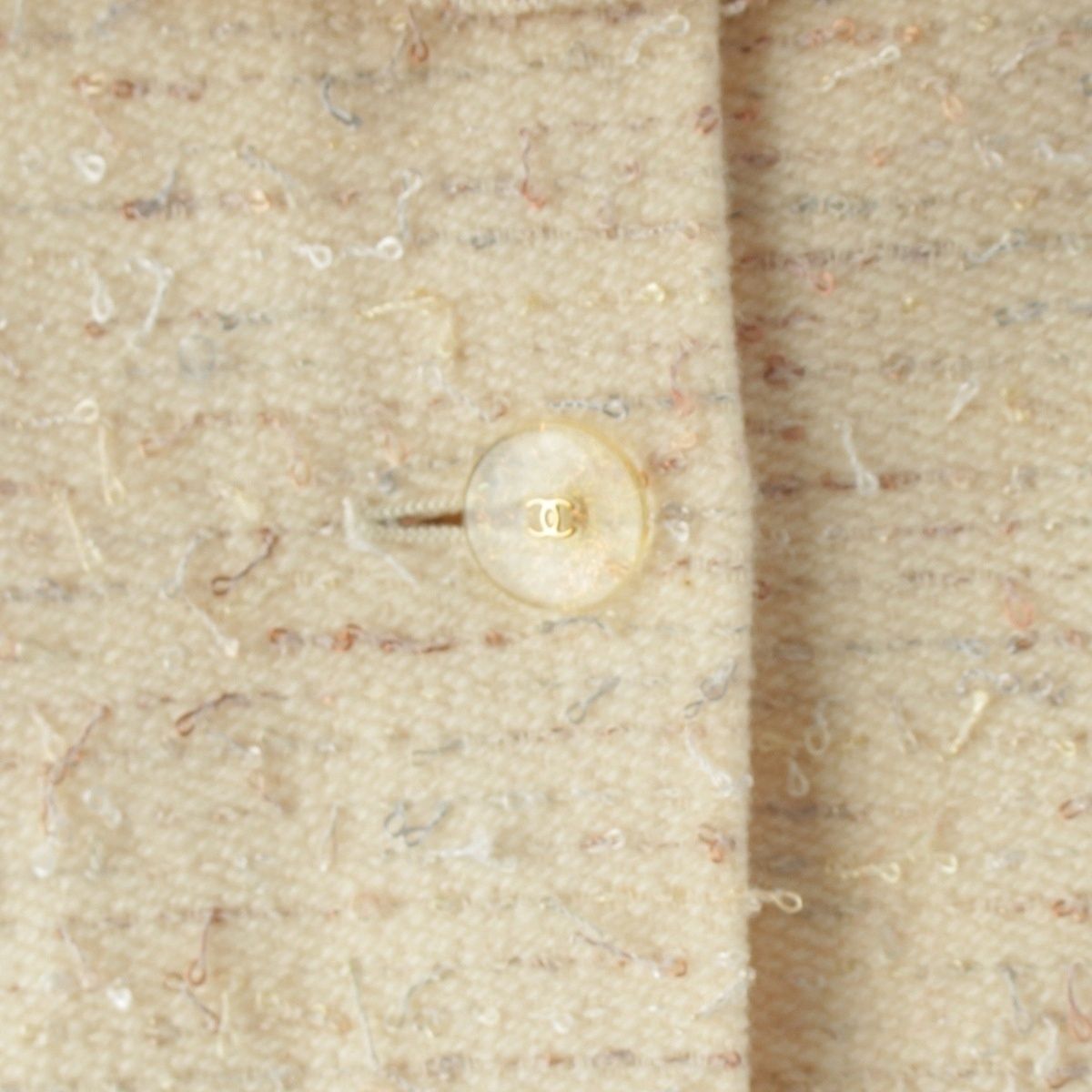 Chanel Frill Color Coco Button Tweed Jacket Ivory 42 — view 7