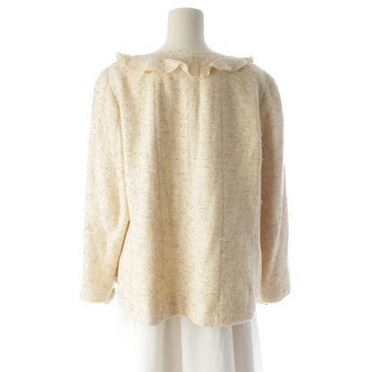 Chanel Frill Color Coco Button Tweed Jacket Ivory 42 — view 4