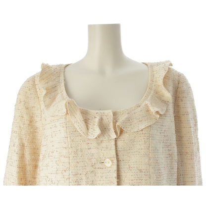 Chanel Frill Color Coco Button Tweed Jacket Ivory 42 — view 5