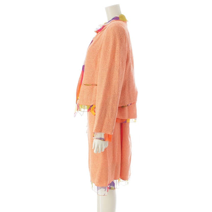 Chanel Nylon Wool Suit CC Logo Ensemble Orange 46 — view 3